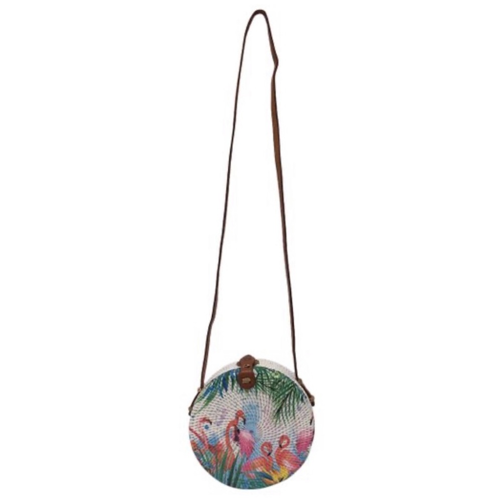 Flamingo Print Round Crossbody Bag - Picture 7 of 10